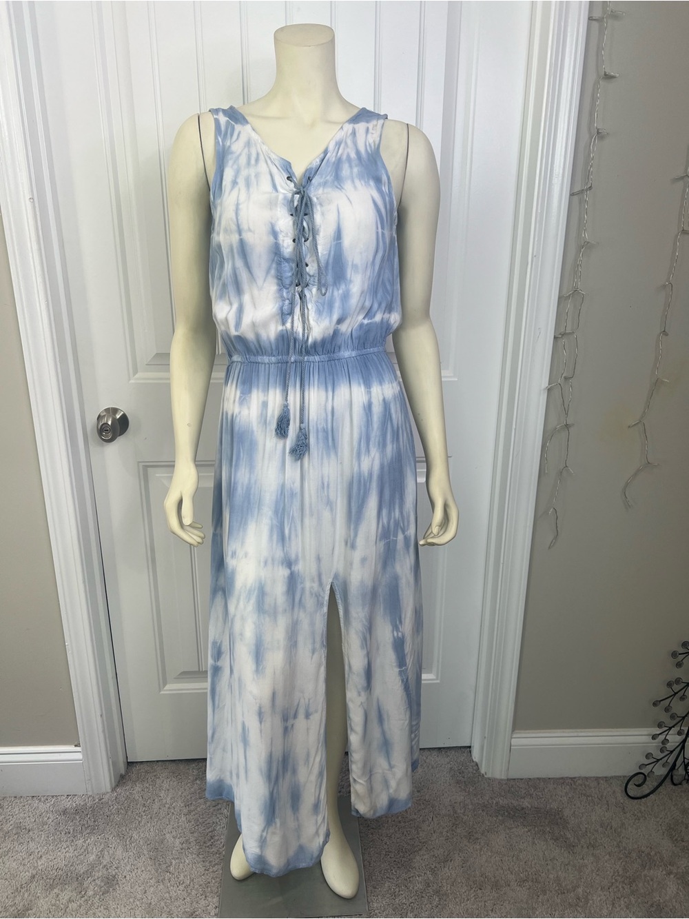 Exist Blue and White Tie-Dye Maxi Dress